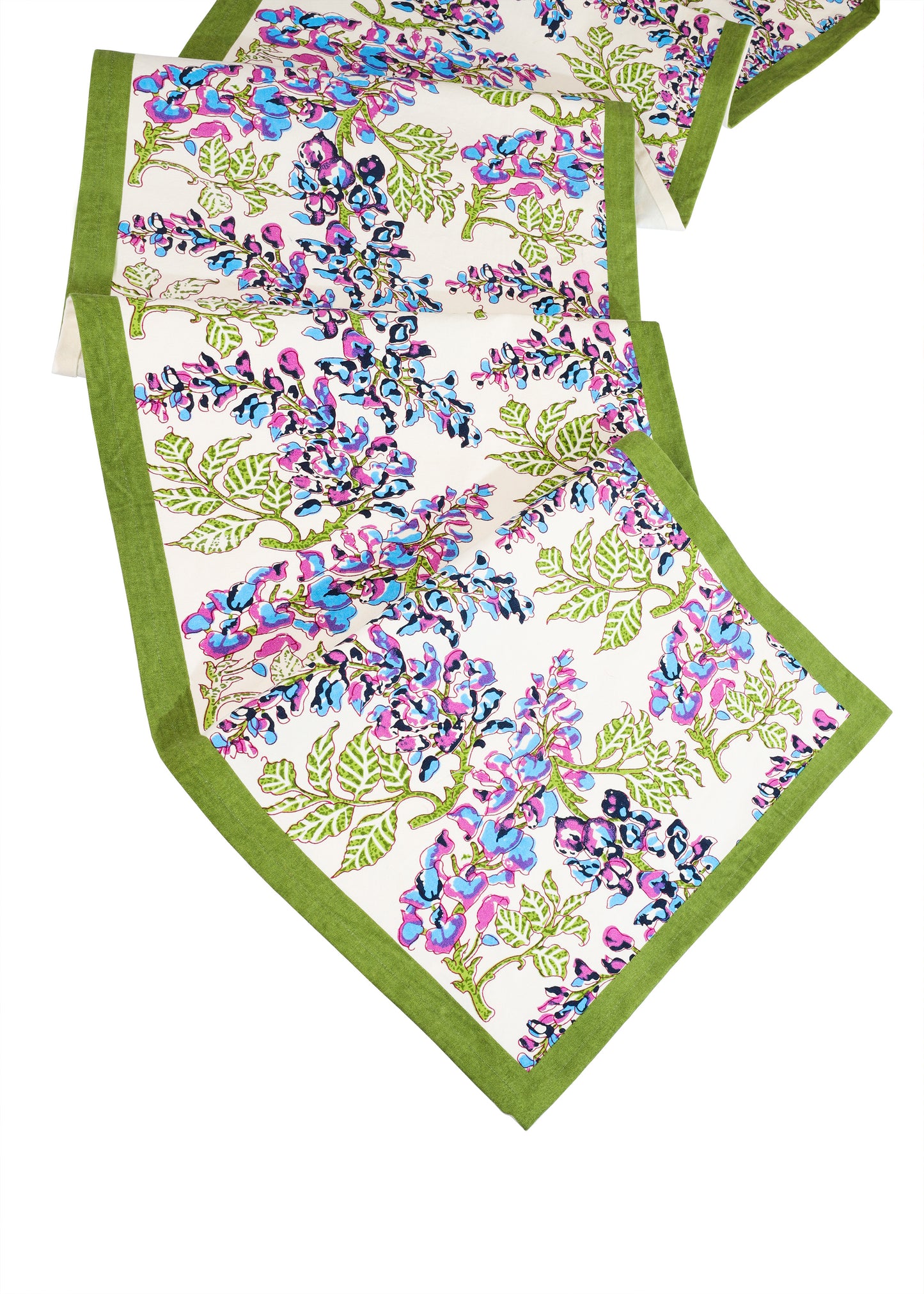 Bluebell Symphony Block Print Cotton Table Runner