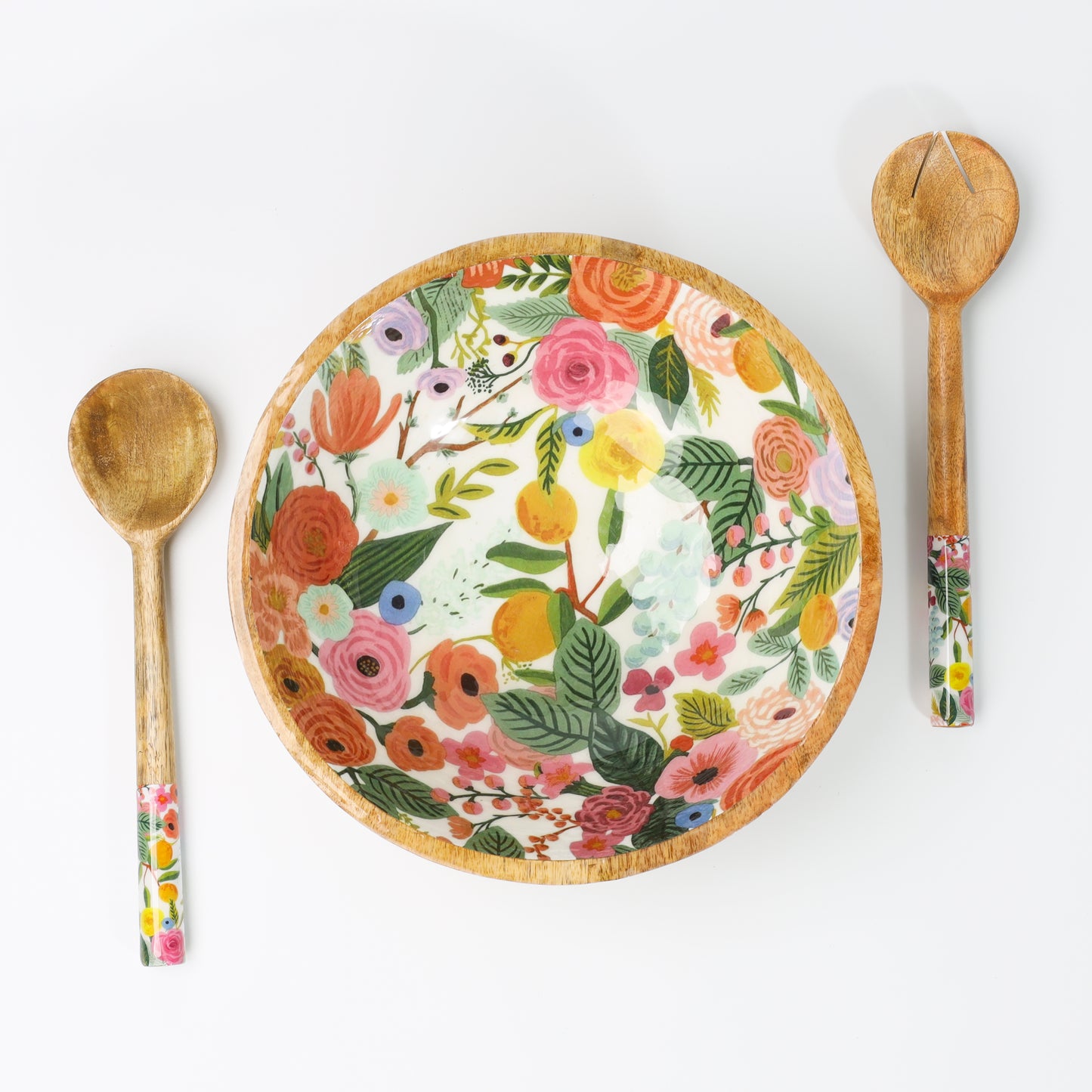 Breezy Blossoms Salad Bowl With Salad Servers tiramisuusa