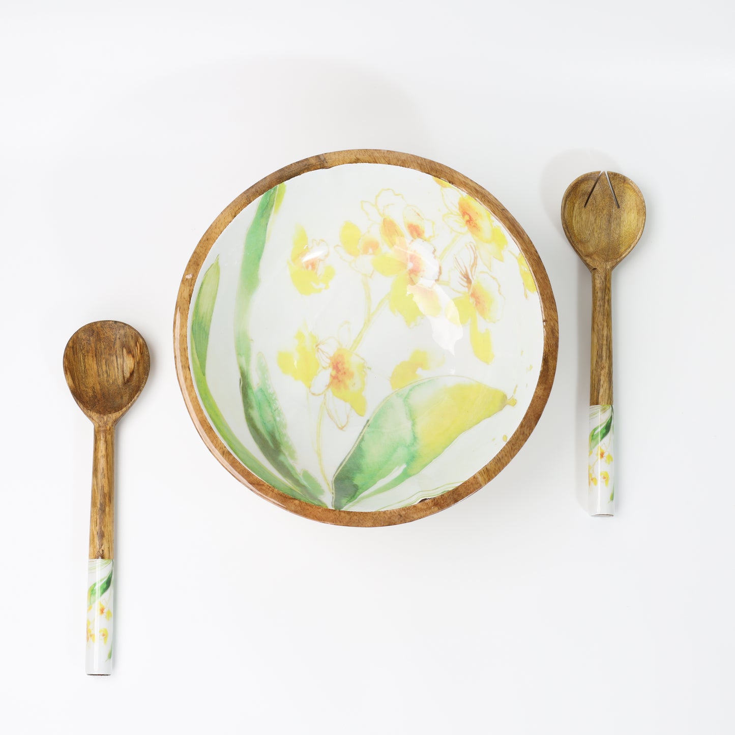 Golden Sunset Salad Bowl With Salad Servers