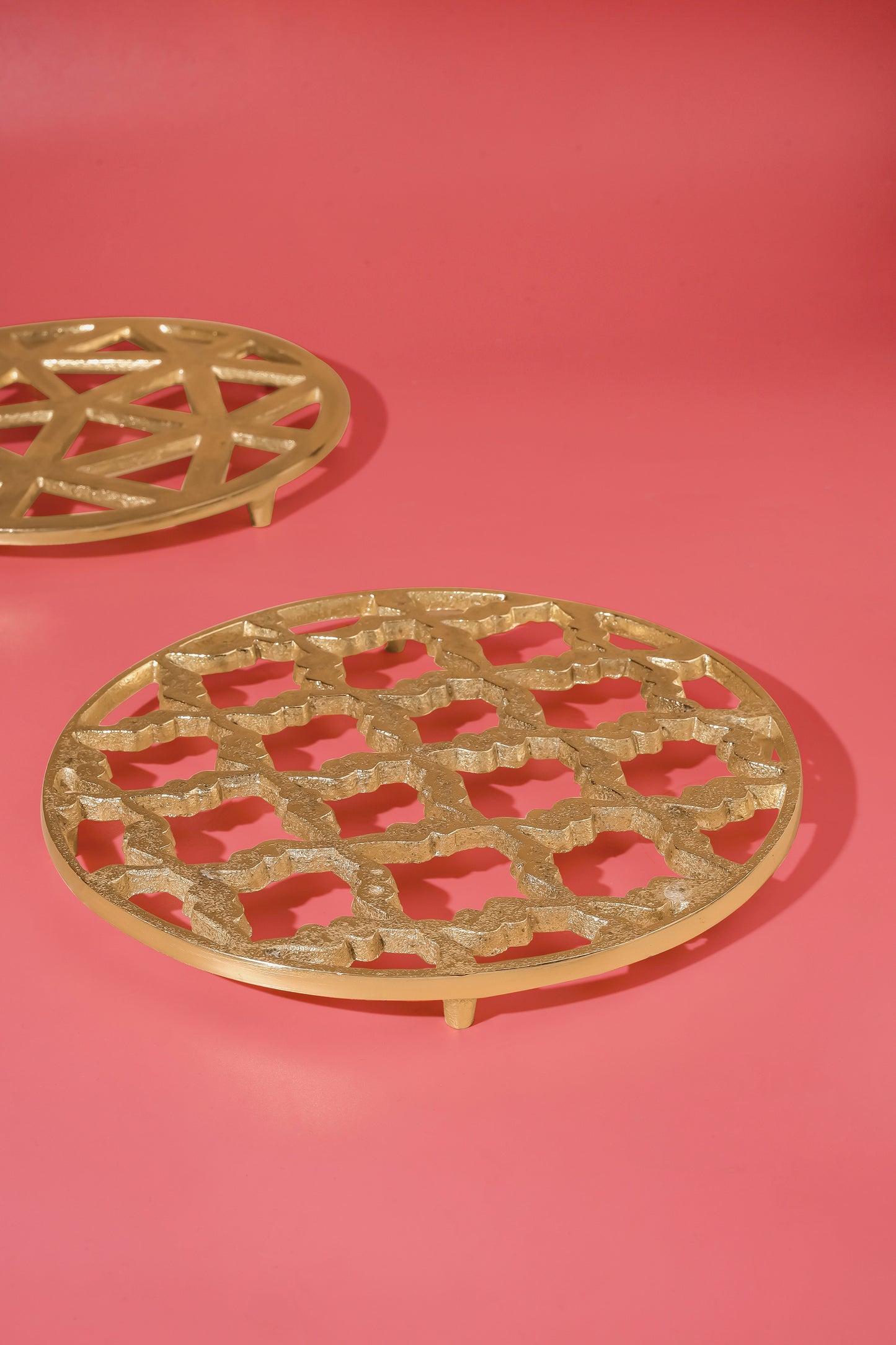Gilded Geo Lattice Handcrafted Aluminum Trivet – 8"