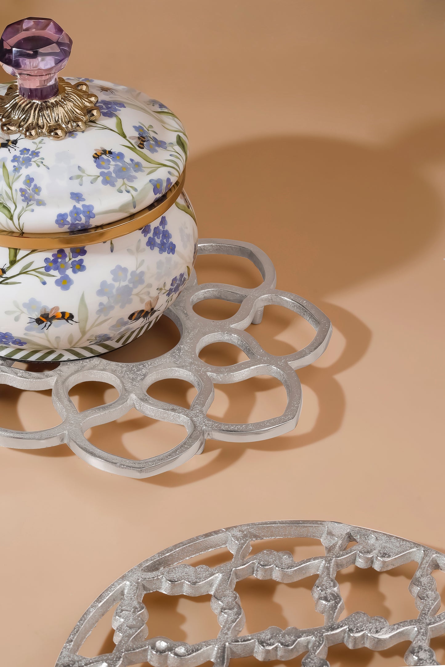 Bloom Petal Handcrafted Aluminum Trivet – 8"