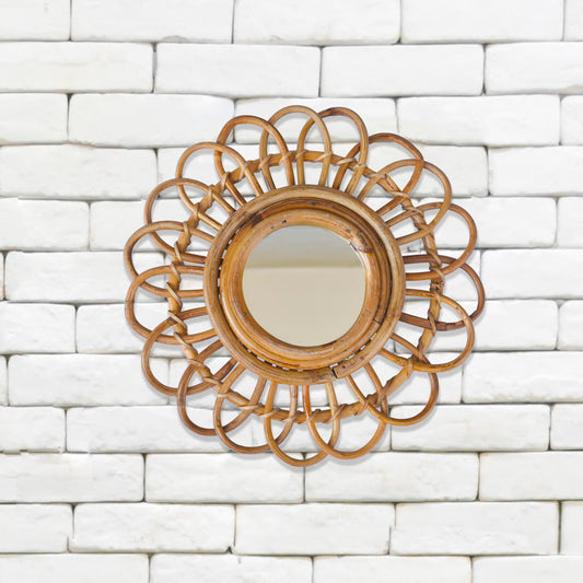 Tiramisu 12" Arthemus Round Rattan Cane Wall Mirror tiramisuusa