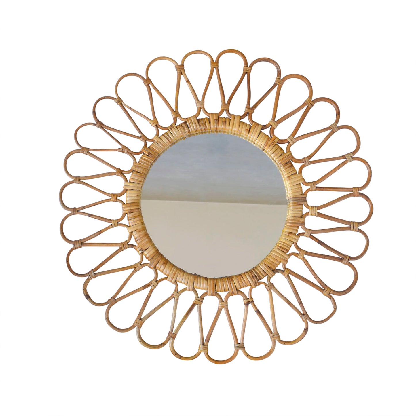 Tiramisu 25 " Round Handmade Rattan Cane Wall Mirror