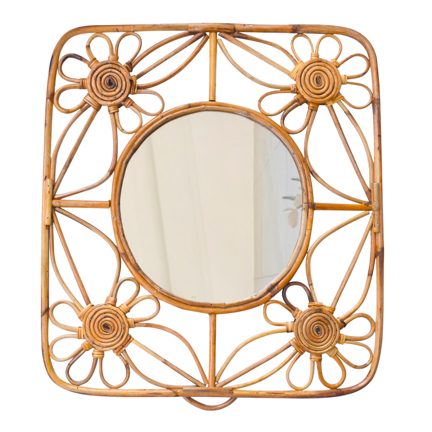 Tiramisu 24" Rattan Cane Wall Mirror Home Decor