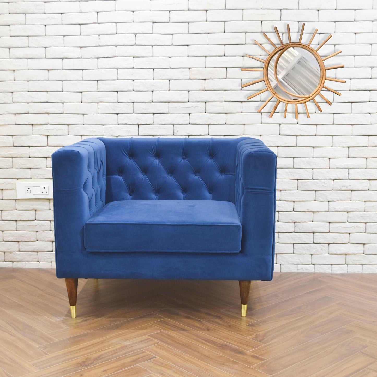 Tiramisu 25" Handmade Boho Sun Shape Rattan Cane Wall Mirror tiramisuusa