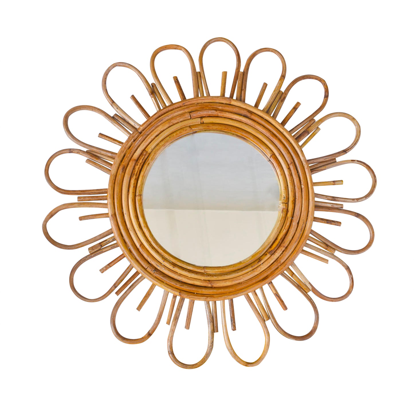 Tiramisu 25" Handmade Rattan Cane Flower Wall Mirror