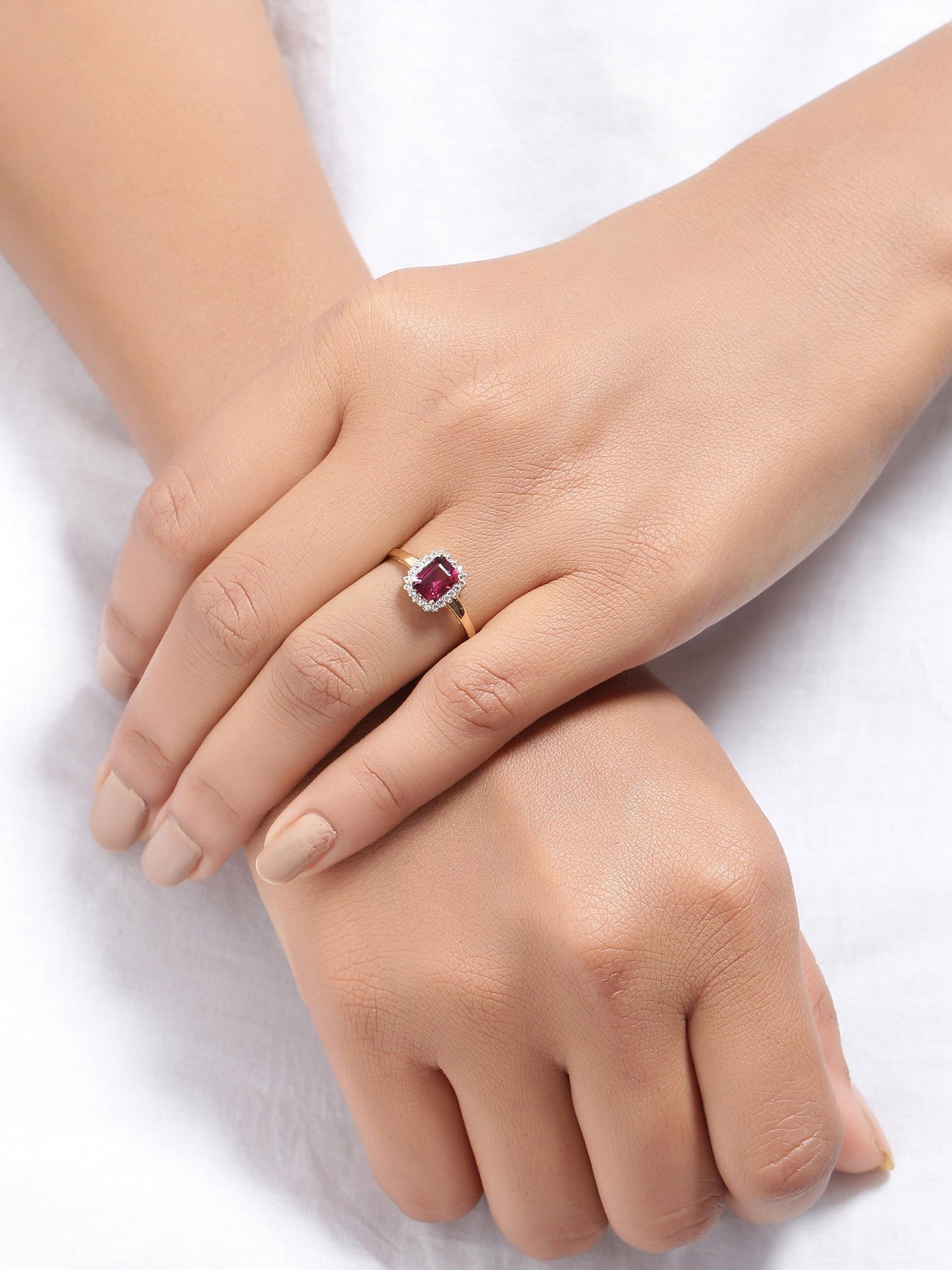 Tiramisu 1.22 ct Rhodolite Garnet White Topaz Solid 10k Yellow Gold Ring tiramisu