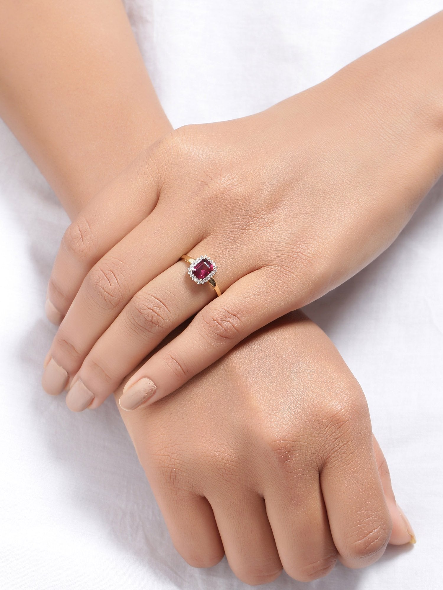 Tiramisu 1.22 ct Rhodolite Garnet White Topaz Solid 10k Yellow Gold Ring tiramisu