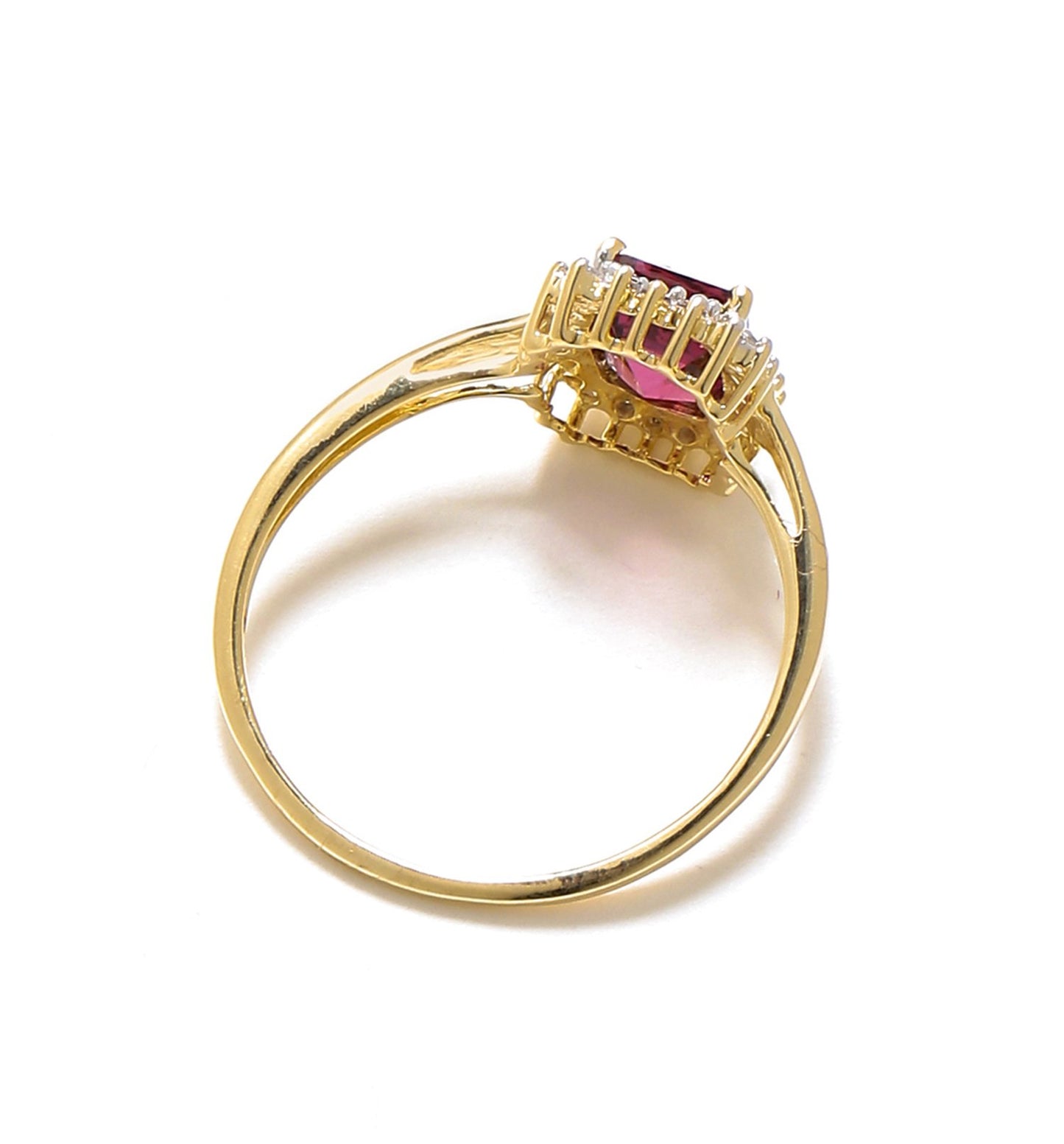 Tiramisu 1.22 ct Rhodolite Garnet White Topaz Solid 10k Yellow Gold Ring tiramisu