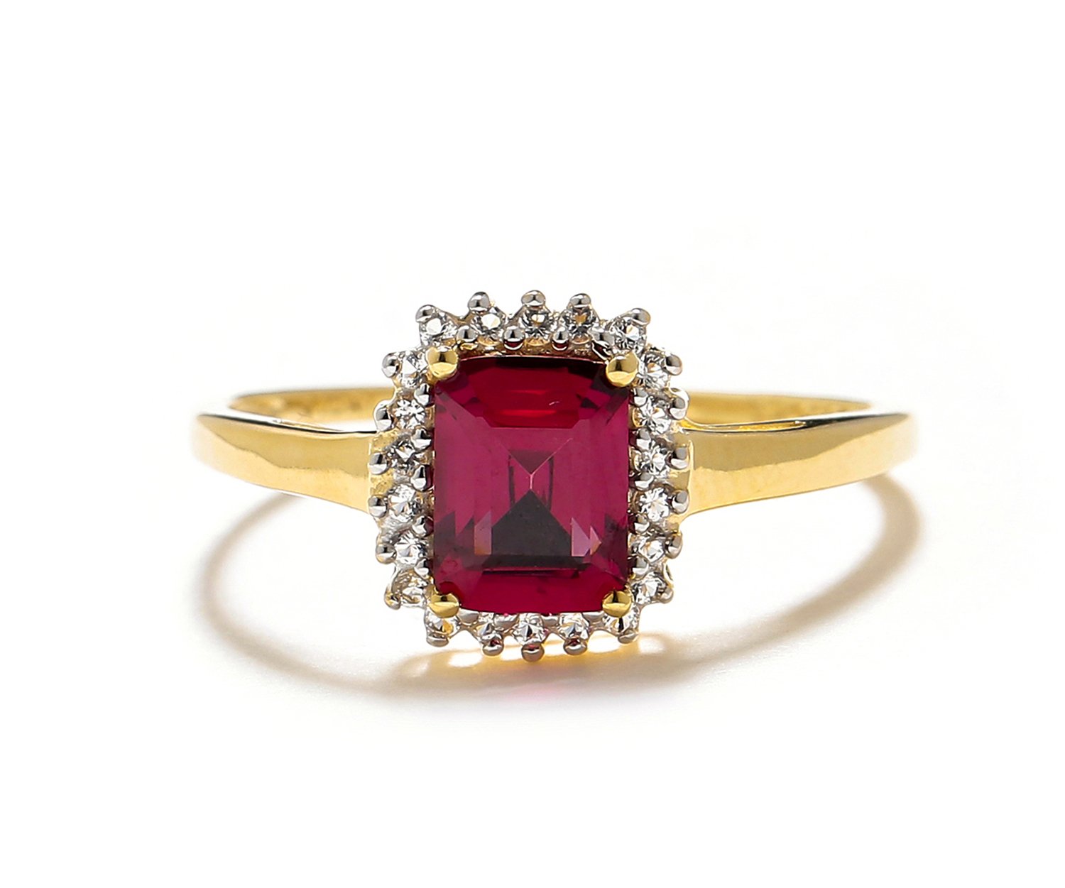 Tiramisu 1.22 ct Rhodolite Garnet White Topaz Solid 10k Yellow Gold Ring tiramisu