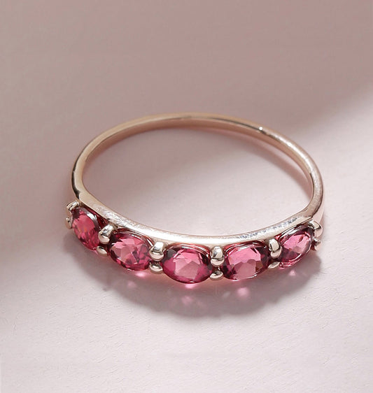 Tiramisu 1.05 Ct Rhodolite Garnet Solid 10k Rose Gold Eternity Band Ring tiramisu