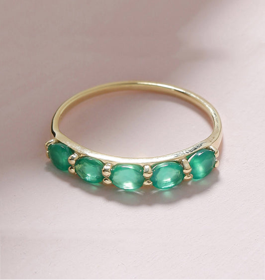 Tiramisu 0.80 ct Green Onyx Solid 10k Gold Eternity Band Ring tiramisu