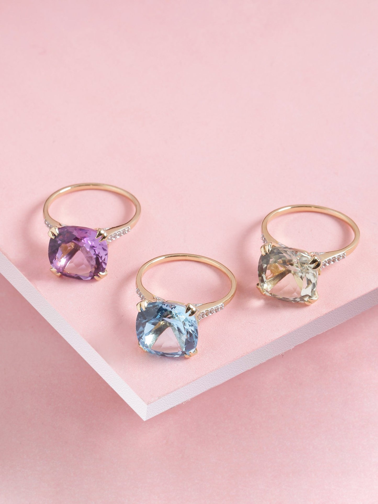 Tiramisu 6.11 Ct Green Amethyst Solid 10k Yellow Gold Statement Ring Jewelry tiramisu