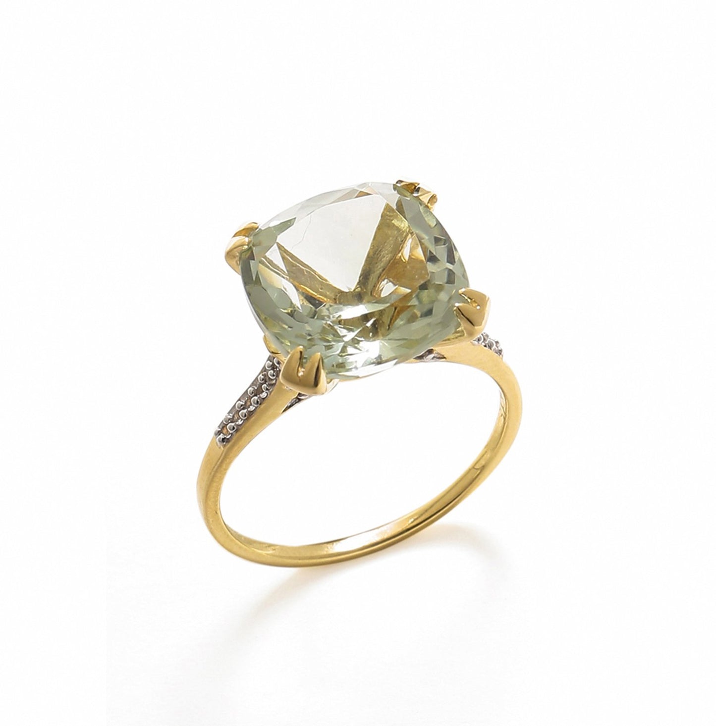 Tiramisu 6.11 Ct Green Amethyst Solid 10k Yellow Gold Statement Ring Jewelry tiramisu