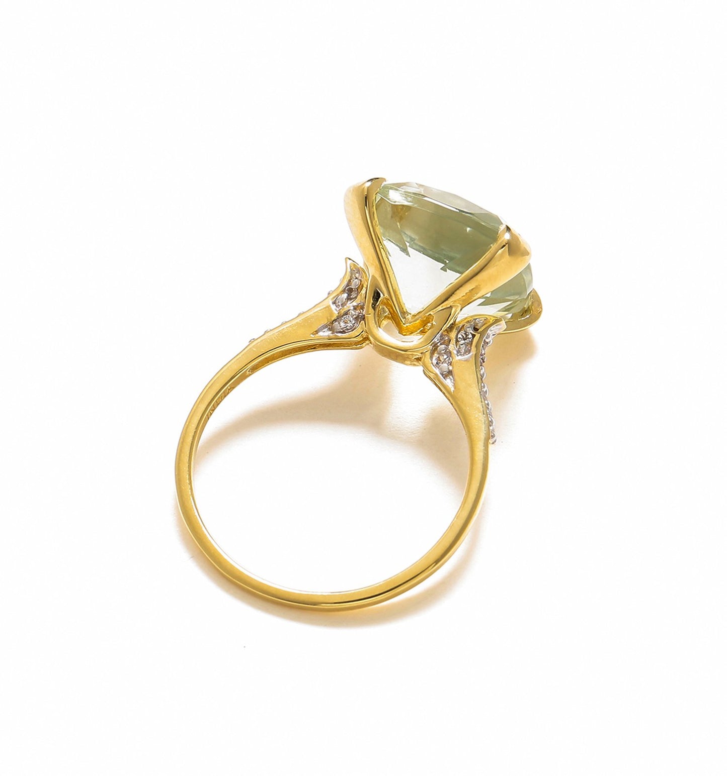 Tiramisu 6.11 Ct Green Amethyst Solid 10k Yellow Gold Statement Ring Jewelry tiramisu
