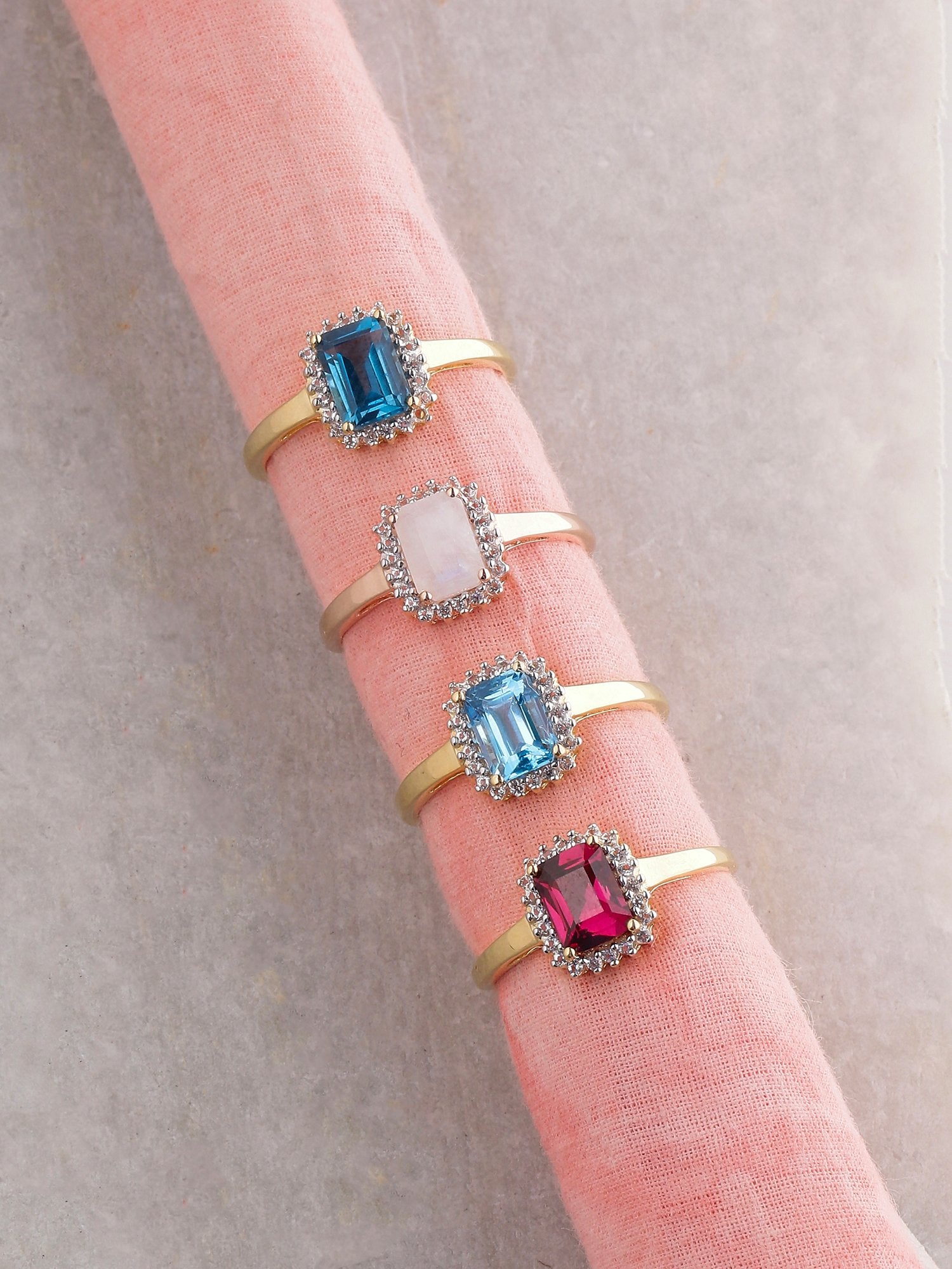 Tiramisu 1.22 ct Rhodolite Garnet White Topaz Solid 10k Yellow Gold Ring tiramisu