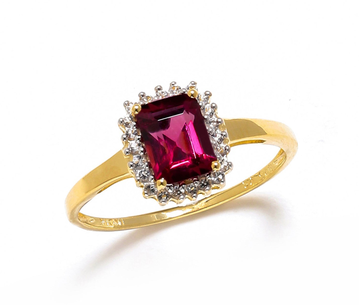 Tiramisu 1.22 ct Rhodolite Garnet White Topaz Solid 10k Yellow Gold Ring tiramisu