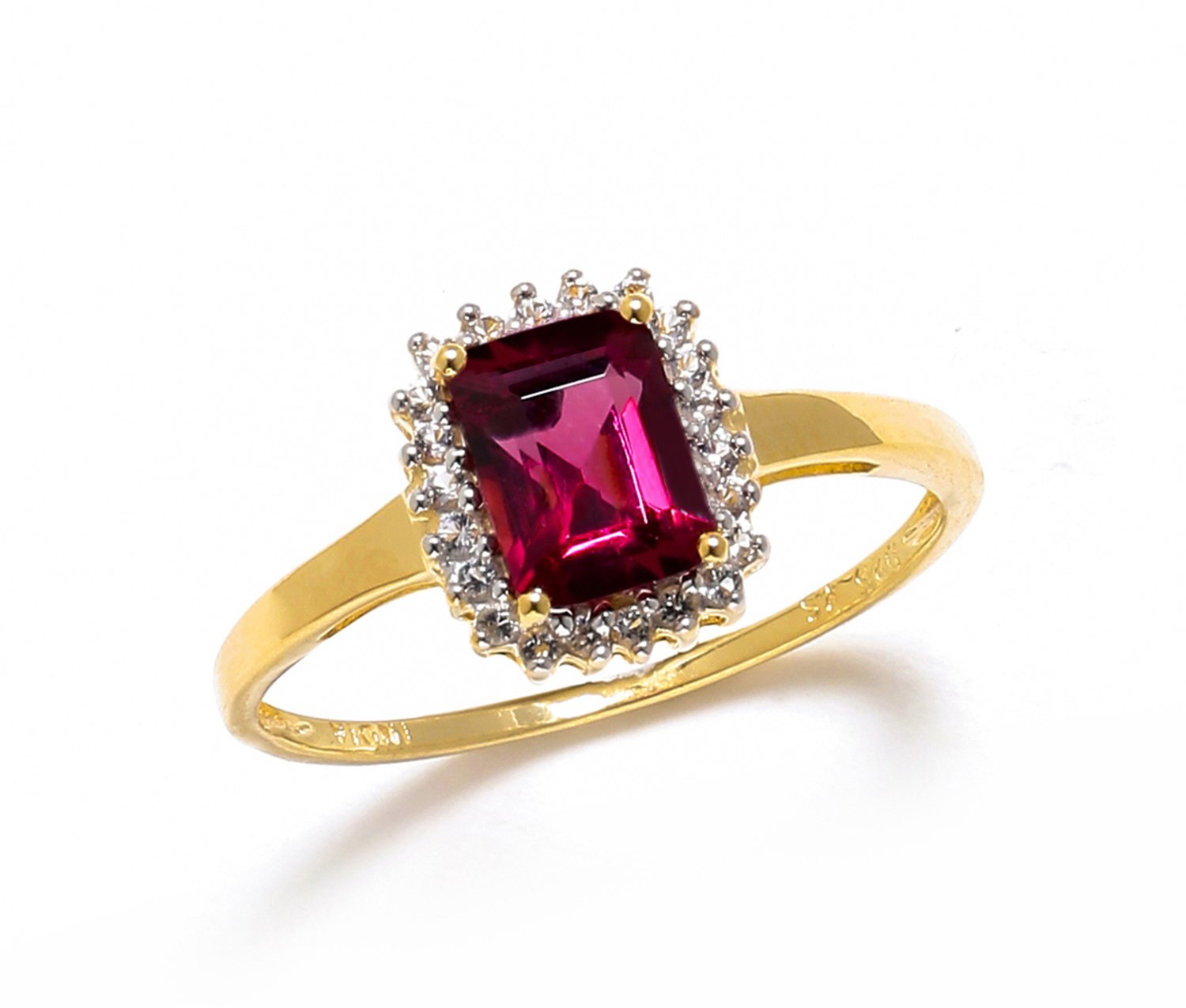 Tiramisu 1.22 ct Rhodolite Garnet White Topaz Solid 10k Yellow Gold Ring tiramisu