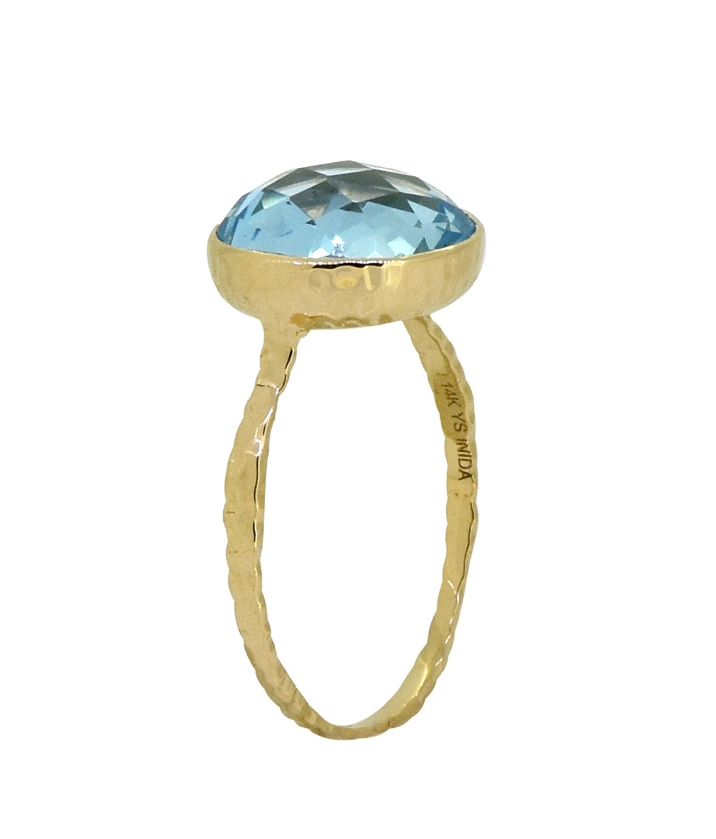 Tiramisu Solid 14k Yellow Gold Sky Blue Topaz Ring (7.38 ct) tiramisu