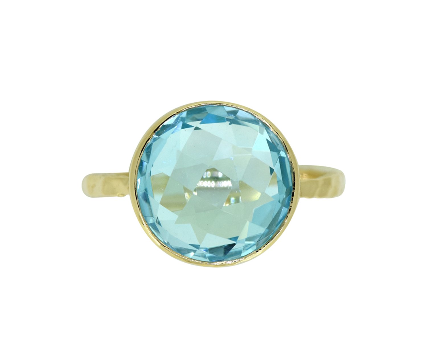 Tiramisu Solid 14k Yellow Gold Sky Blue Topaz Ring (7.38 ct) tiramisu