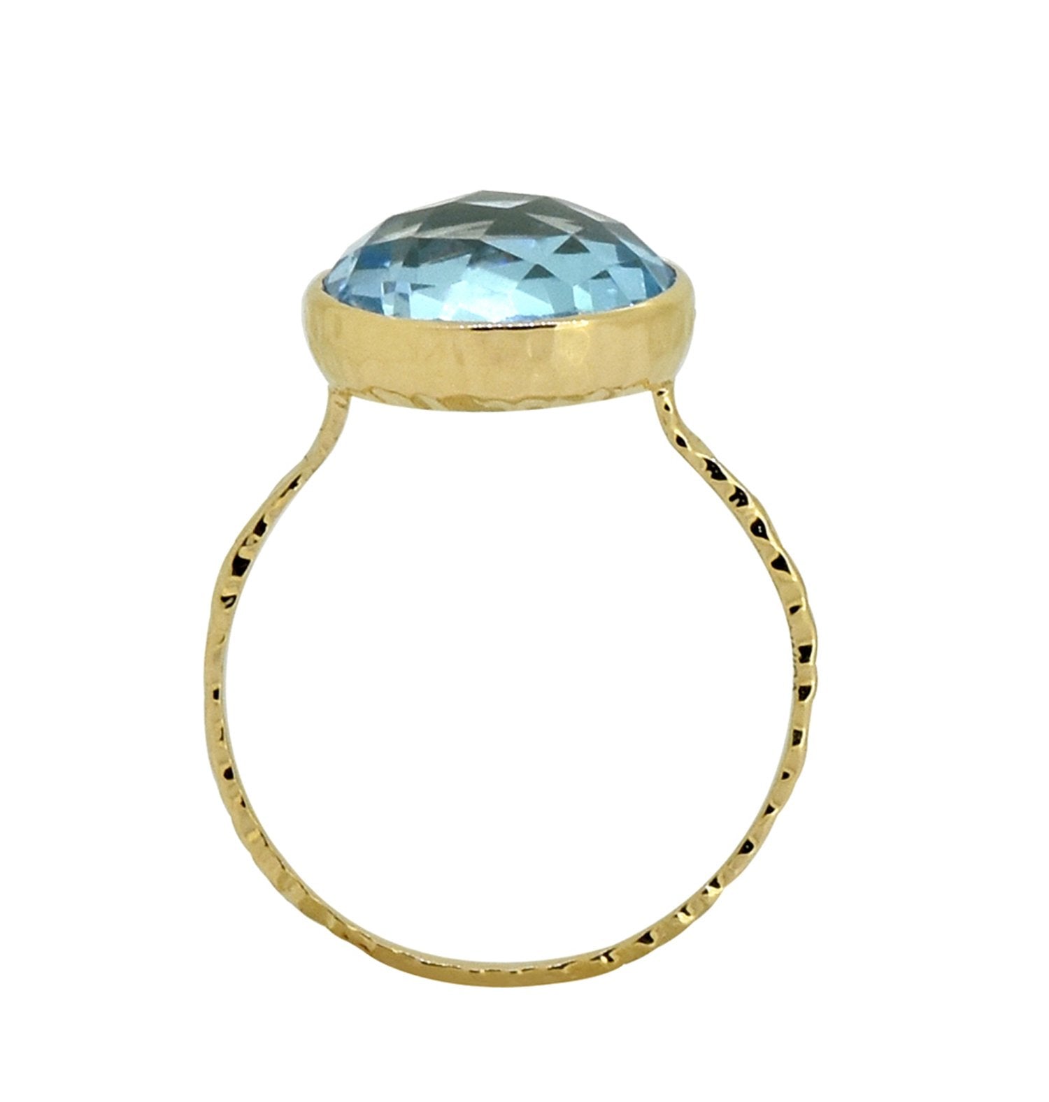 Tiramisu Solid 14k Yellow Gold Sky Blue Topaz Ring (7.38 ct) tiramisu