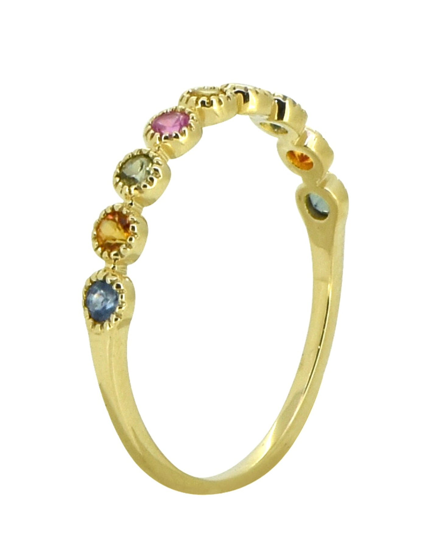 Tiramisu 0.41 ct Multi Sapphire Solid 14k Yellow Gold Eternity Band Ring tiramisu