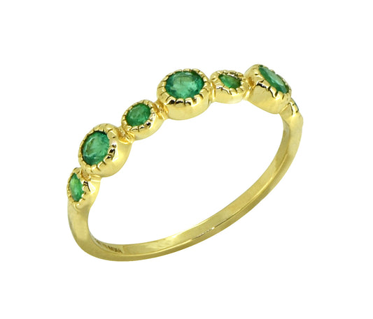 Tiramisu 0.45 ct Green Emerald Solid 14k Yellow Gold Eternity Band Ring tiramisu