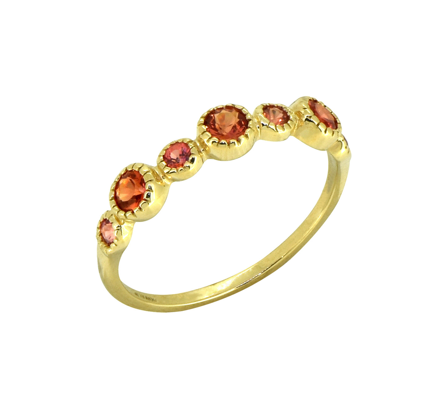 Tiramisu 0.61 ct Orange Sapphire Solid 14k Yellow Gold Eternity Band Ring tiramisu