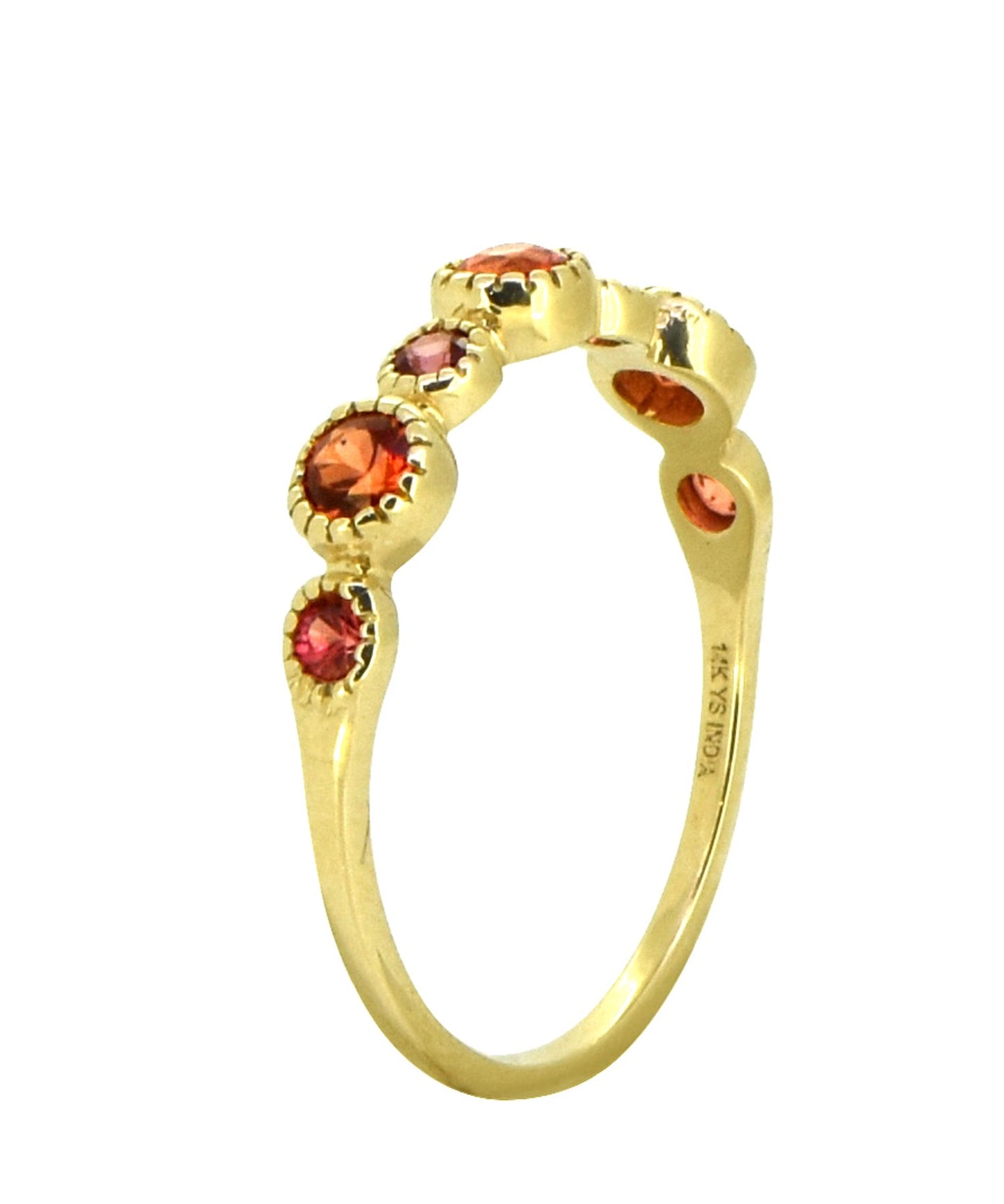 Tiramisu 0.61 ct Orange Sapphire Solid 14k Yellow Gold Eternity Band Ring tiramisu
