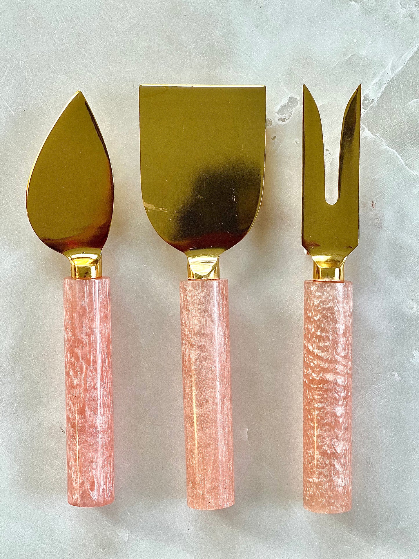 Pink Resin & Steel Cheese Tools