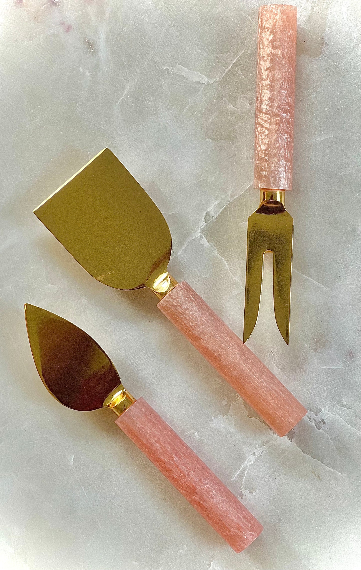 Pink Resin & Steel Cheese Tools