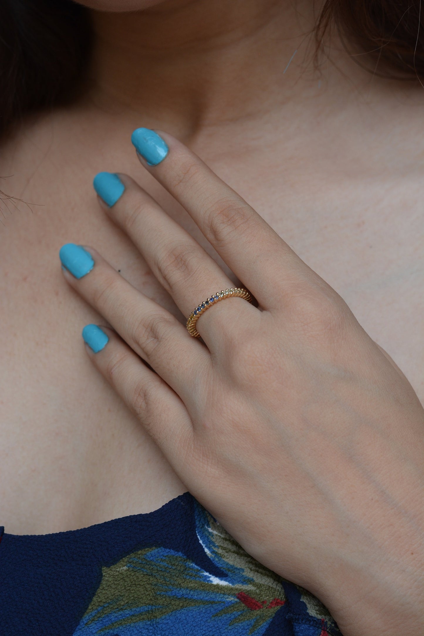 Tiramisu 0.82 ct Multi Sapphire Solid 14k Yellow Gold Gemstone Ring tiramisu