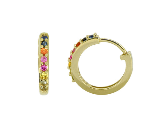Tiramisu 0.36 Ct. Multi Sapphire Solid 14k Gold Hoop Earrings Jewelry tiramisu