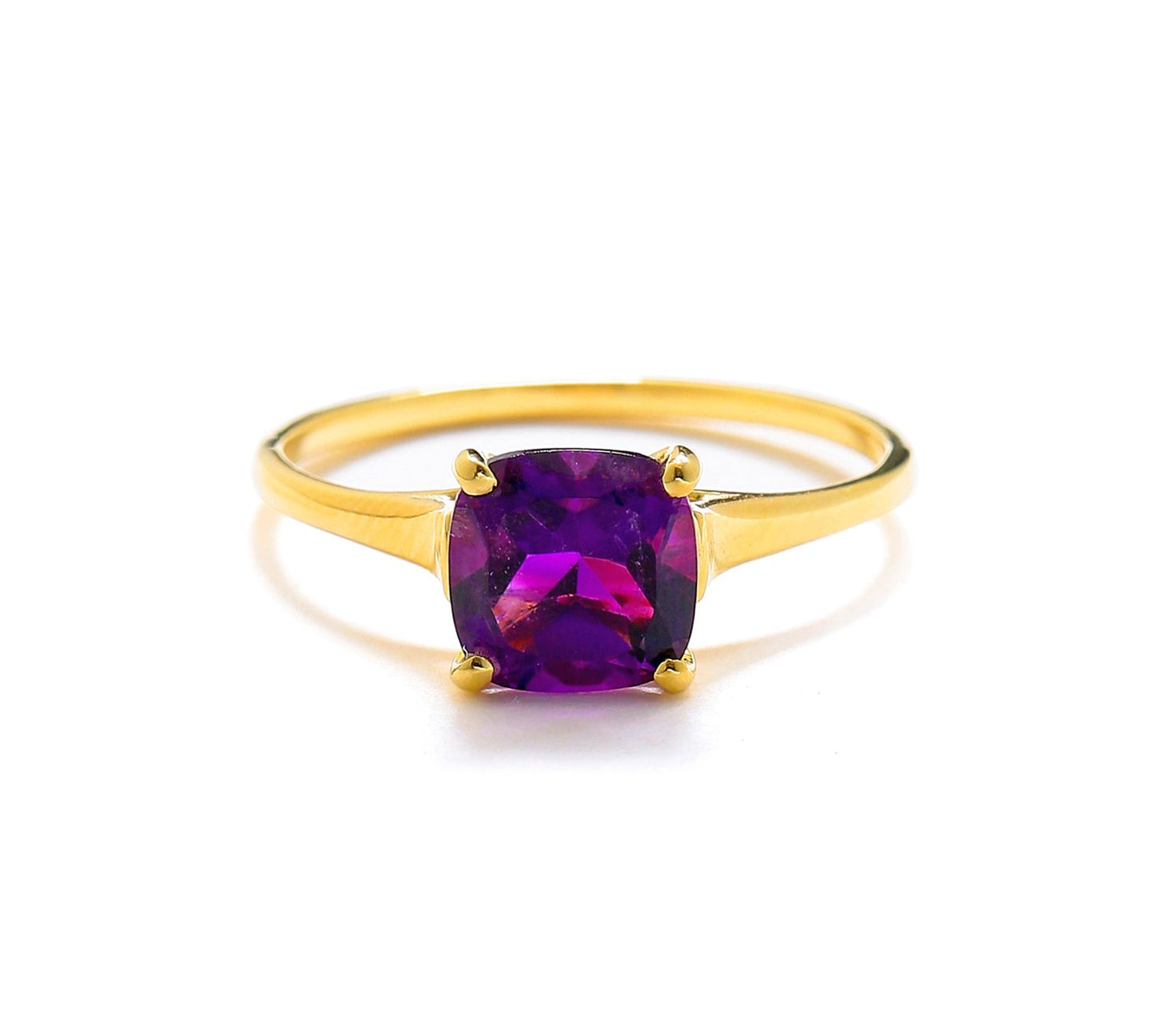 Tiramisu 1.64 Ct. Purple African Amethyst Solid 10K Yellow Gold Solitaire Ring tiramisu