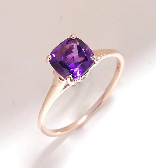 Tiramisu 1.46 Ct Amethyst Solid 10k Rose Gold Ring Jewelry tiramisu