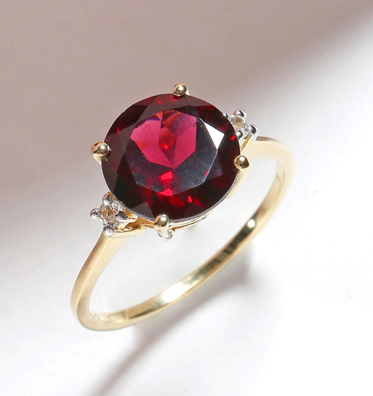 Tiramisu 3.85 Ct Garnet Solid 10k Yellow Gold Ring Jewelry tiramisu
