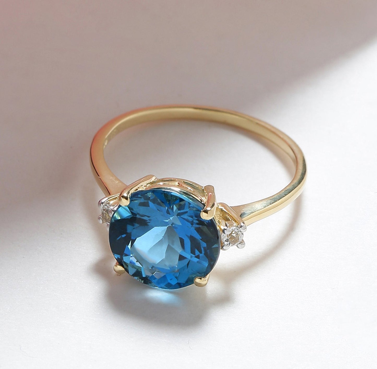 Tiramisu 3.90 Ct London Blue Topaz Solid 10k Yellow Gold Ring Jewelry tiramisu