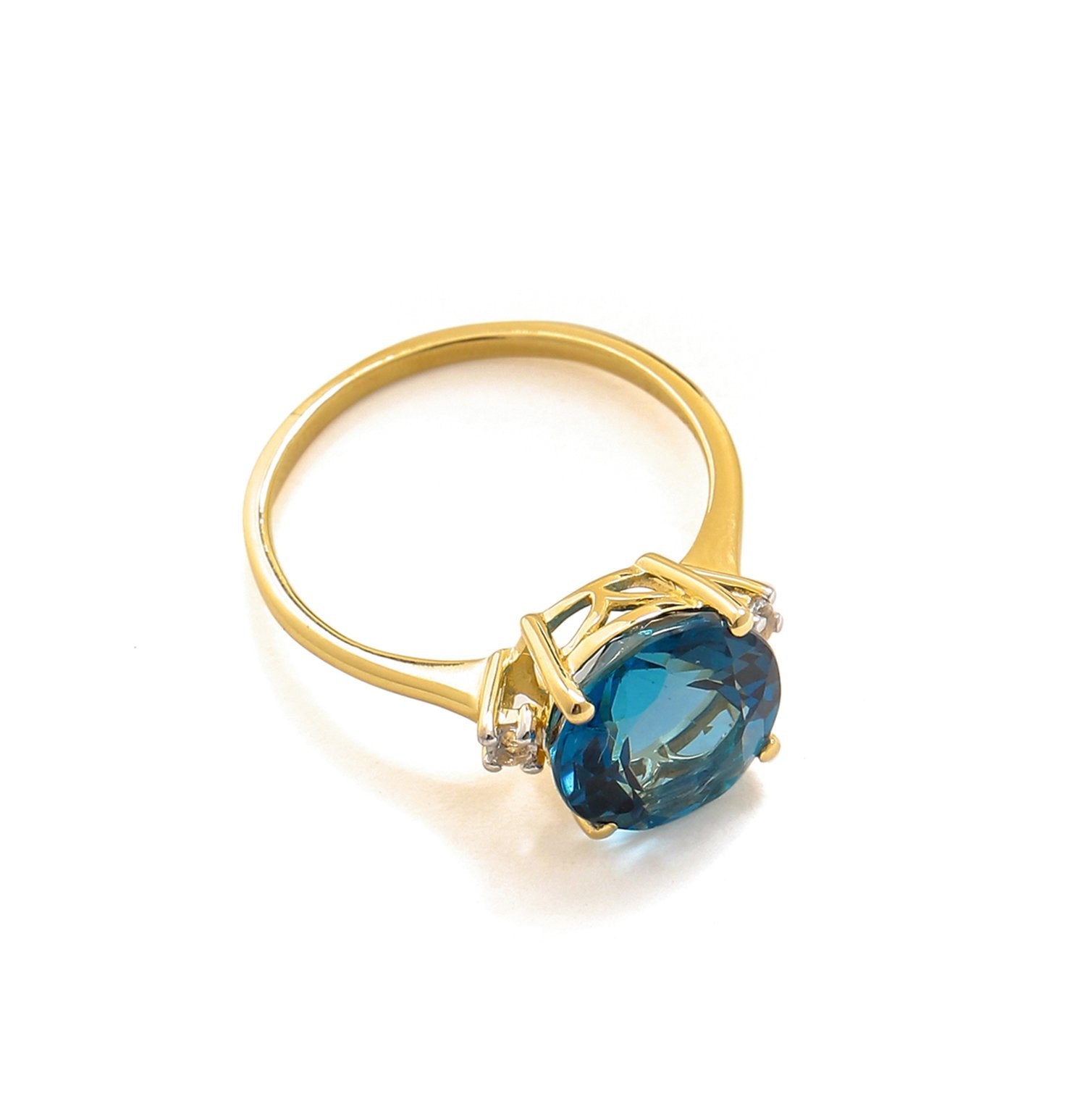 Tiramisu 3.90 Ct London Blue Topaz Solid 10k Yellow Gold Ring Jewelry tiramisu