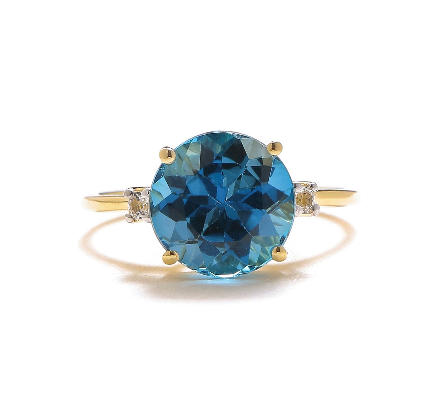 Tiramisu 3.90 Ct London Blue Topaz Solid 10k Yellow Gold Ring Jewelry tiramisu