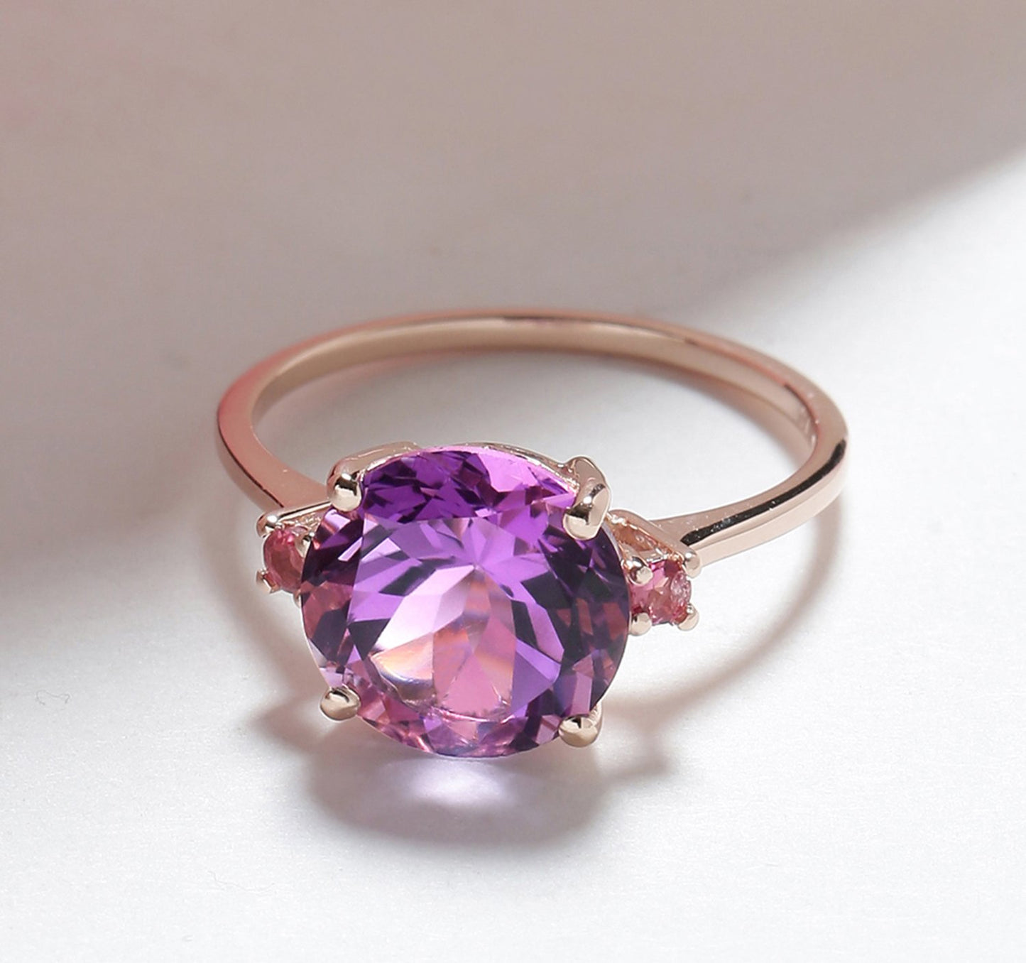 Tiramisu 3.10 Ct Amethyst Pink Tourmaline Solid 14k Rose Gold Ring Jewelry tiramisu