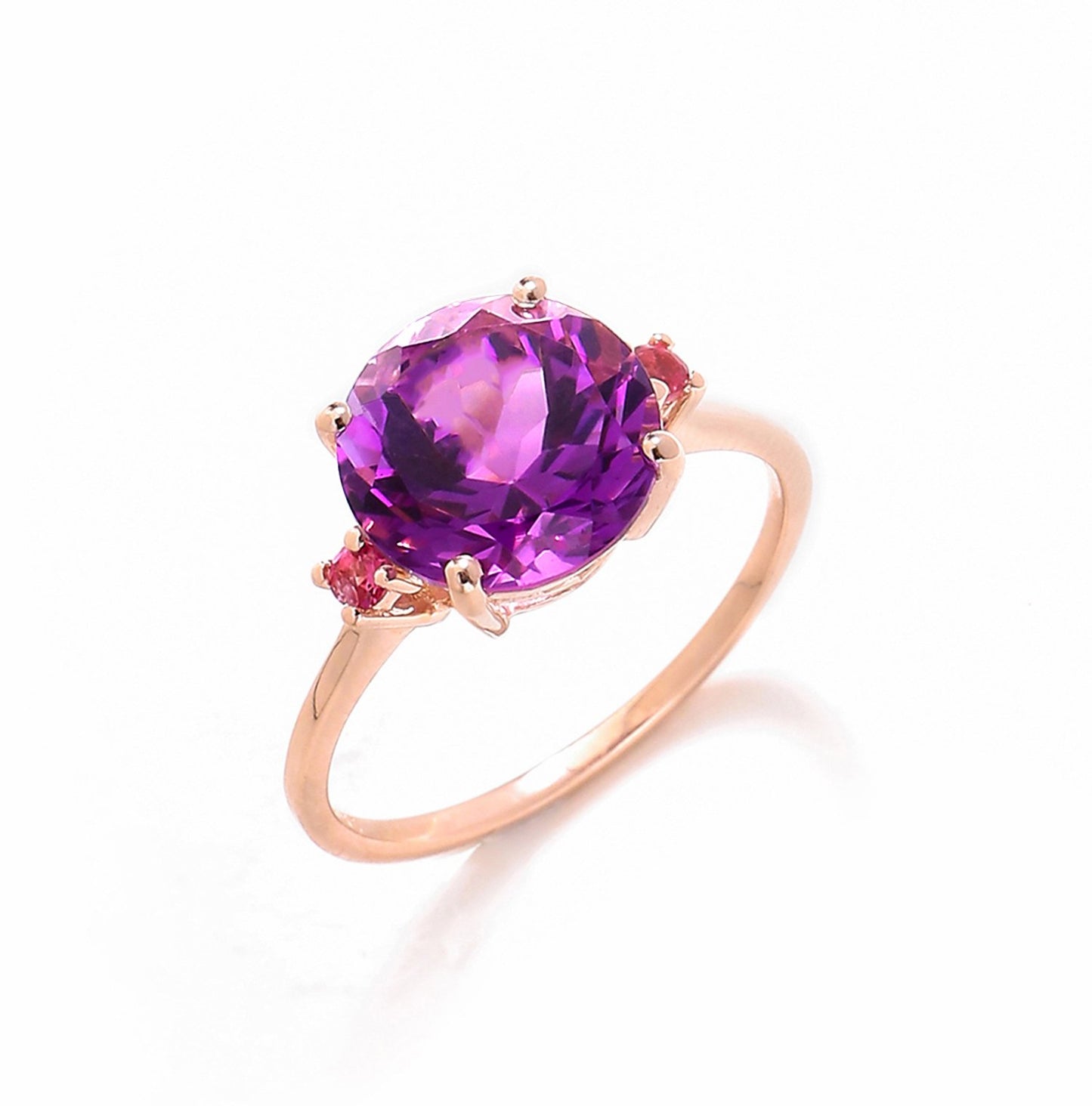 Tiramisu 3.10 Ct Amethyst Pink Tourmaline Solid 14k Rose Gold Ring Jewelry tiramisu
