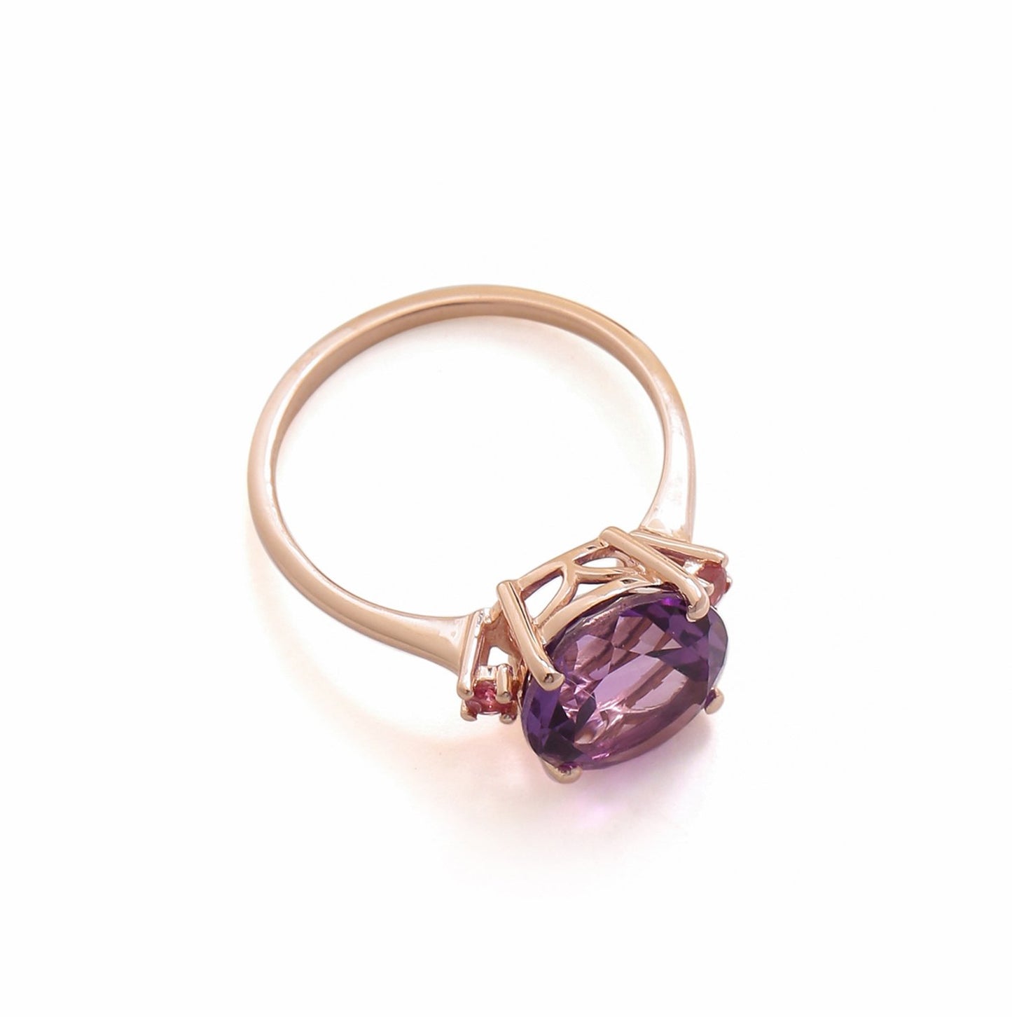 Tiramisu 3.10 Ct Amethyst Pink Tourmaline Solid 14k Rose Gold Ring Jewelry tiramisu