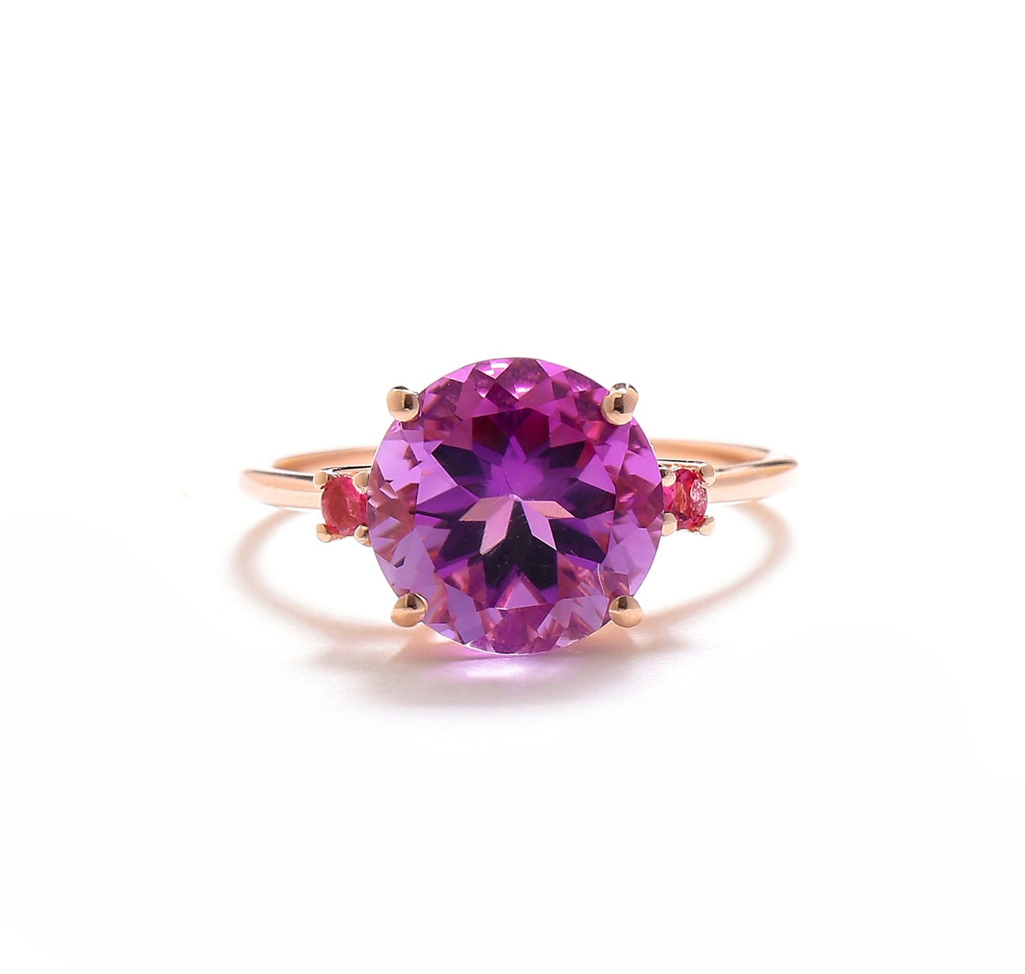 Tiramisu 3.10 Ct Amethyst Pink Tourmaline Solid 14k Rose Gold Ring Jewelry tiramisu