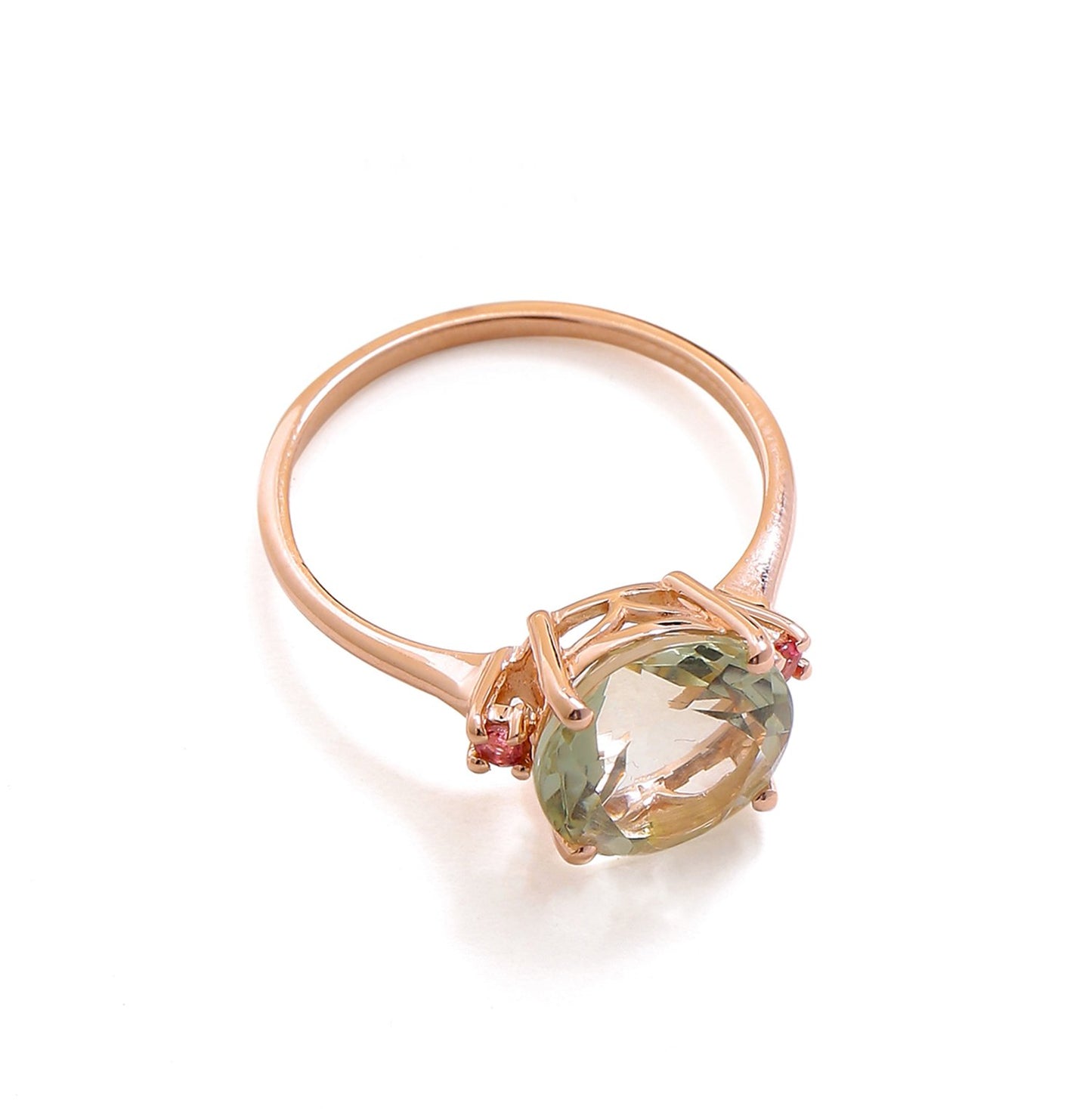 Tiramisu 3.10 Ct Green Amethyst Solid 10k Rose Gold Ring Jewelry tiramisu