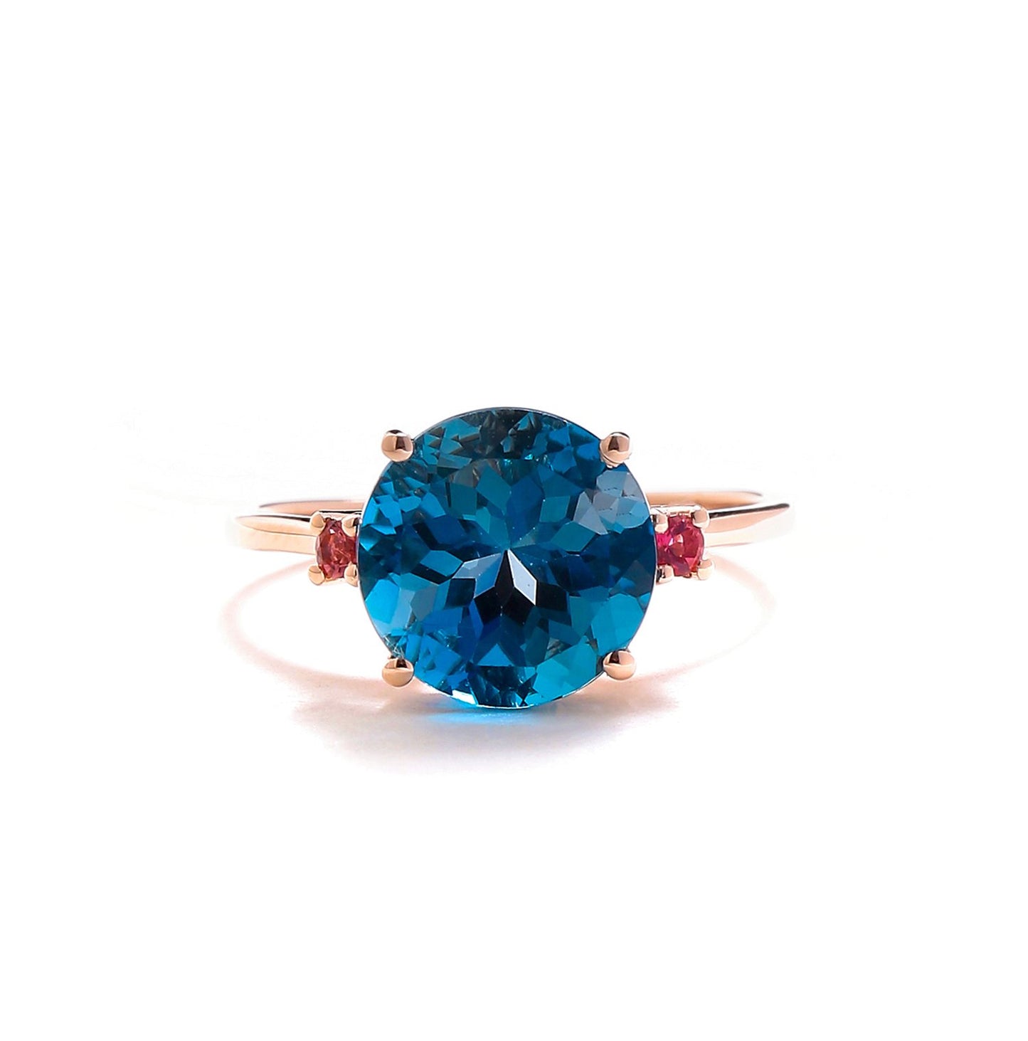 Tiramisu 3.90 Ct London Blue Topaz Pink Tourmaline Solid 10k Rose Gold Ring tiramisu