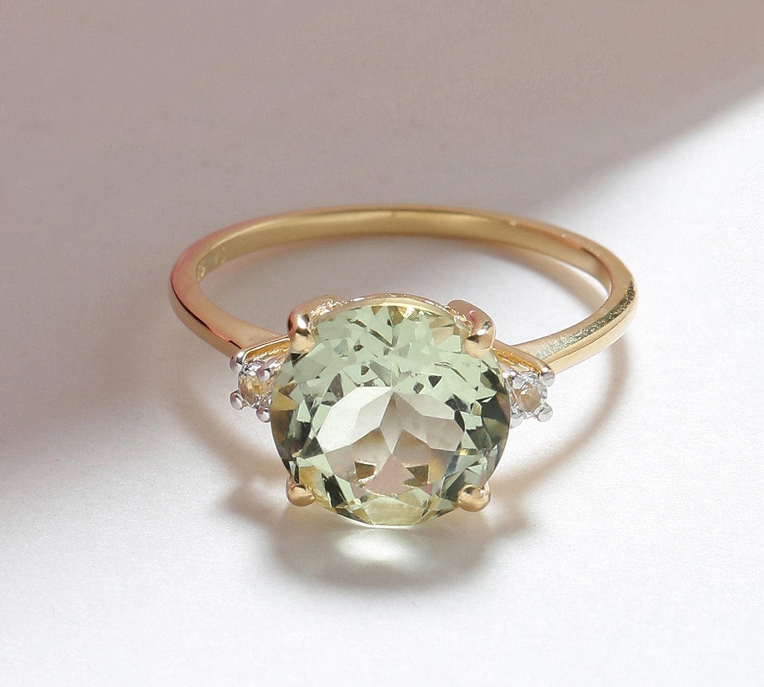Tiramisu 3.10 Ct Green Amethyst Solid 10k Yellow Gold Ring Jewelry tiramisu