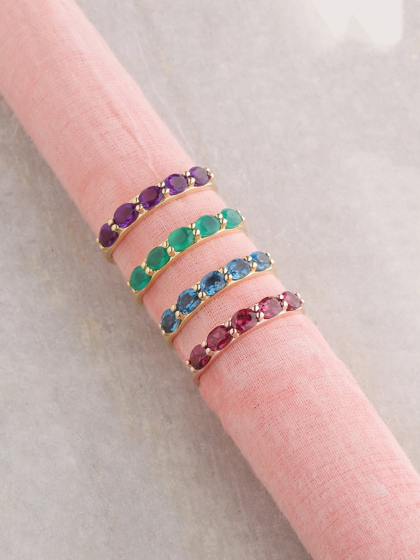 Tiramisu 0.80 ct Green Onyx Solid 10k Gold Eternity Band Ring tiramisu