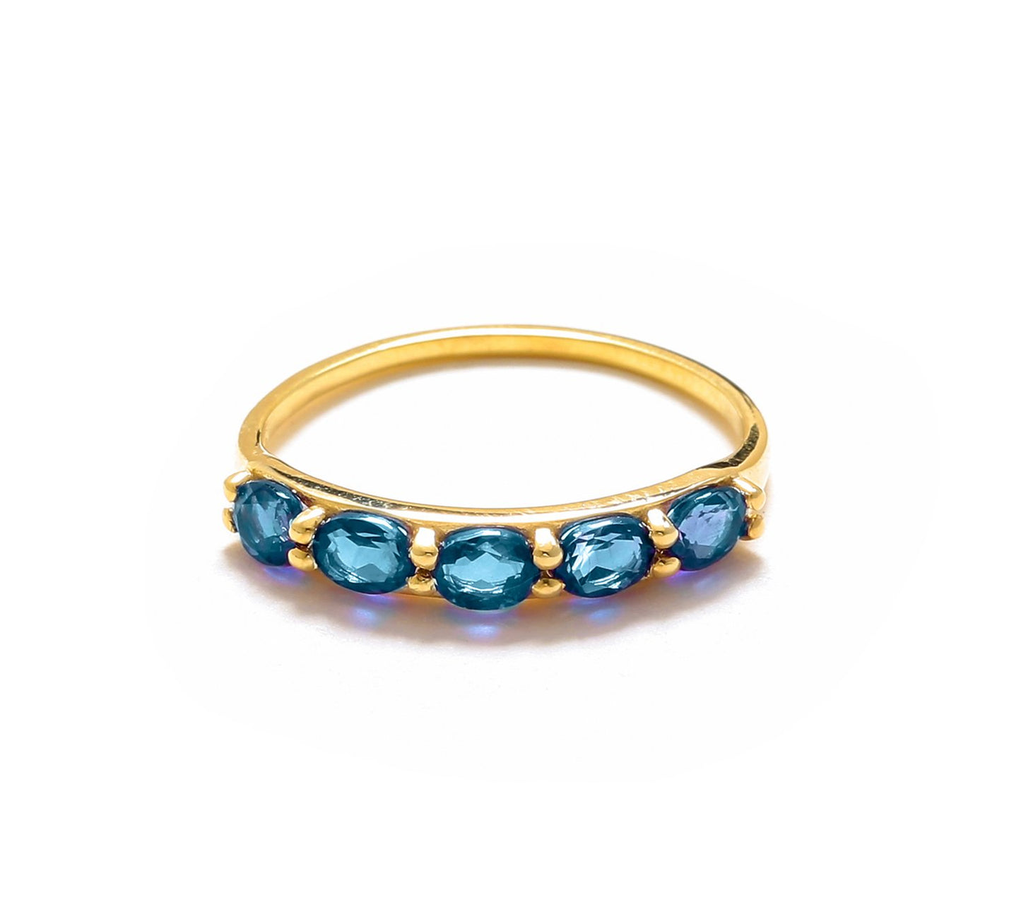 Tiramisu 0.90 ct London Blue Topaz 10k Gold Eternity Band Ring tiramisu