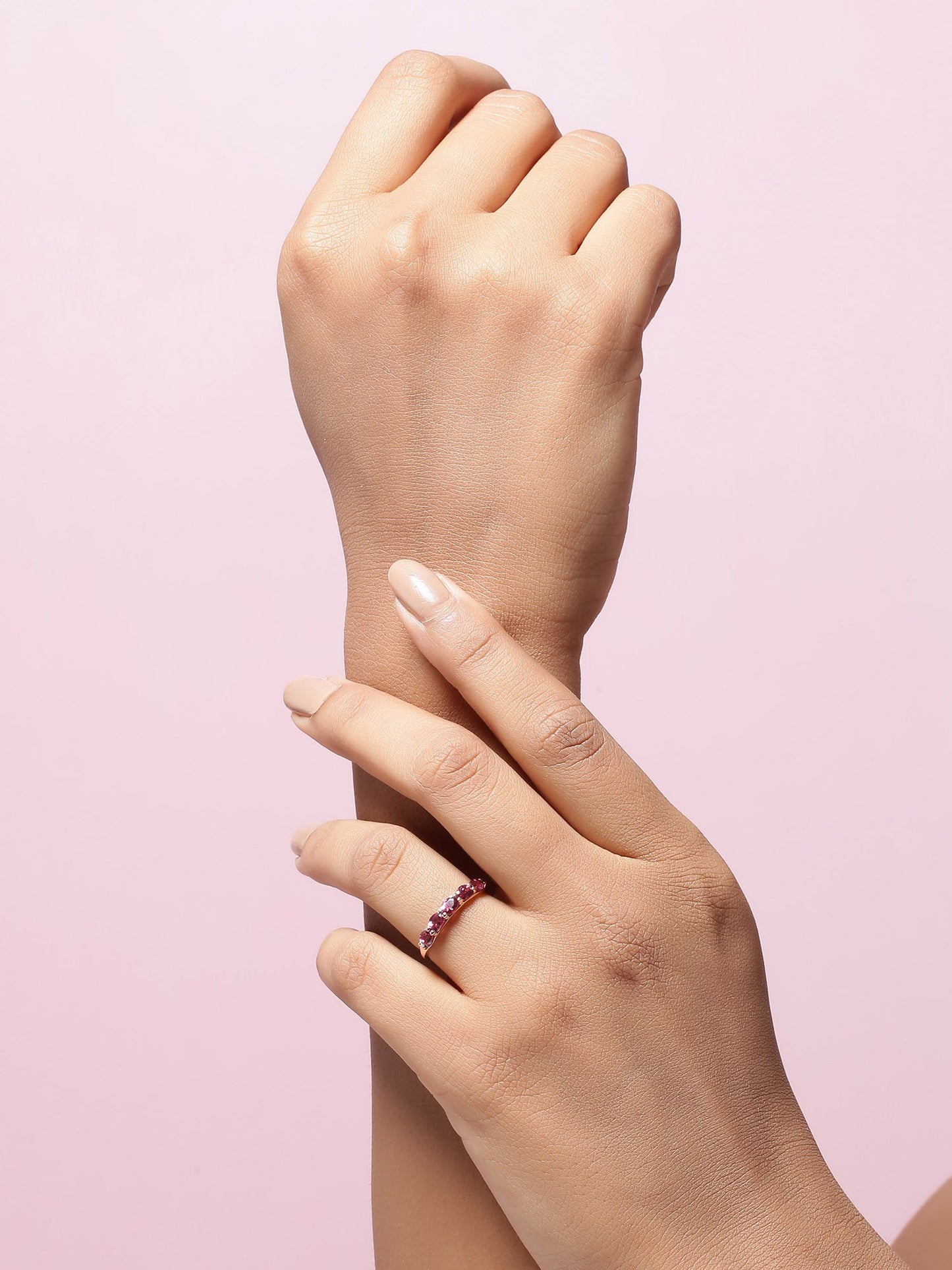 Tiramisu 1.05 Ct Rhodolite Garnet Solid 10k Rose Gold Eternity Band Ring