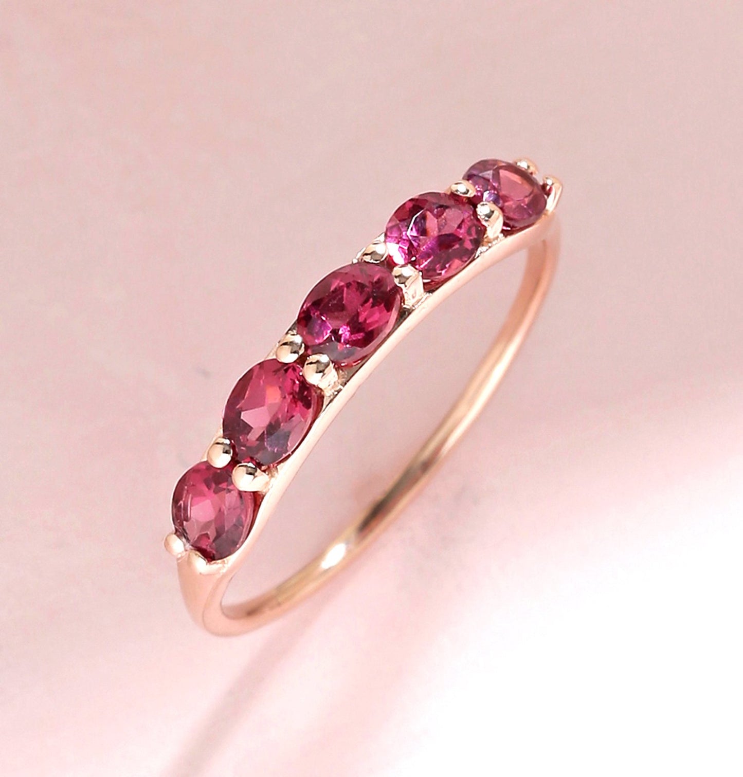 Tiramisu 1.05 Ct Rhodolite Garnet Solid 10k Rose Gold Eternity Band Ring